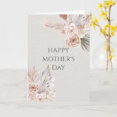 Bohoフローラフレームマザーズデイフェイクリネン カード (黄色い花)