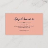 Bohoフローラフレーム – ネイビーブルー&コーラル 名刺 (裏面)