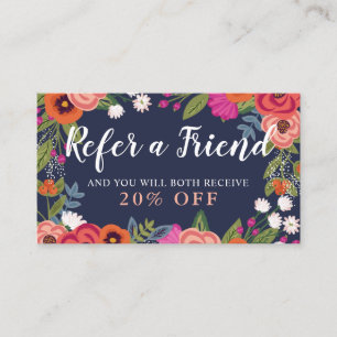 Bohoフローラフレーム – Navy Blue Refer A Friend 紹介カード
