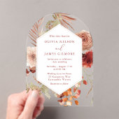 Bohoフローラフレーモダンム結婚ズ アクリル招待状 (インサイチュ (ポータブル))