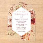 Bohoフローラフレーモダンム結婚ズ アクリル招待状 (正面)