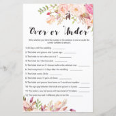 Bohoフローラブライダルシャワーゲーム – 上または下 (正面)