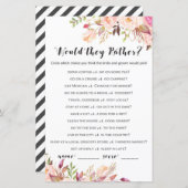 Bohoフローラブライダルシャワーゲーム – 彼らはむしろ (正面/裏面)