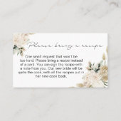 Bohoフローラブライダルシャワーレシピカードリクエスト 名刺 (正面)