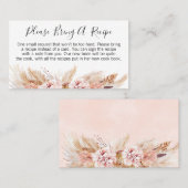 Bohoフローラブライダルシャワーレシピカードリクエスト 名刺 (正面/裏面)