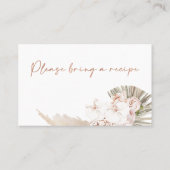 Bohoフローラブライダルシャワーレシピリクエストカード 名刺 (裏面)