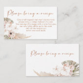 Bohoフローラブライダルシャワーレシピリクエストカード 名刺 (正面/裏面)