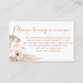 Bohoフローラブライダルシャワーレシピリクエストカード 名刺 (正面)