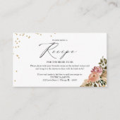 Bohoフローラブライダルシャワーレシピ要求 エンクロージャーカード (正面)