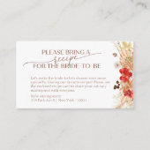 Bohoフローラブライダルシャワーレシピ要求 エンクロージャーカード (正面)