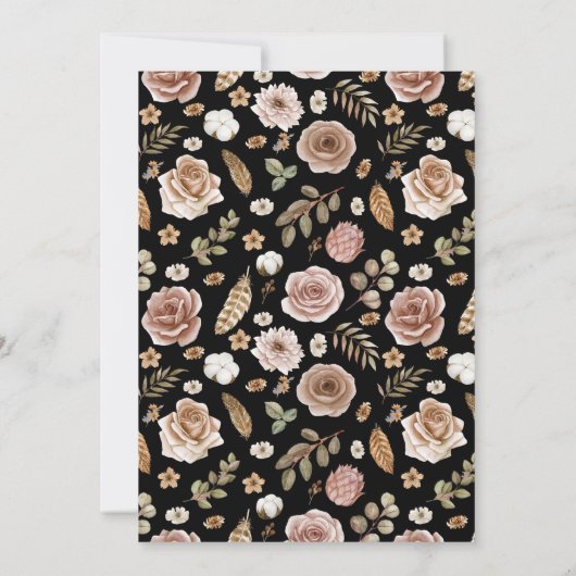 Bohoフローラブライダルシャワー招待 招待状 (裏面)