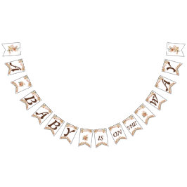 Bohoフローラブラウンレターオンホワイトベビーシャワー バンティングフラッグ