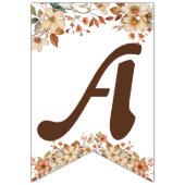 Bohoフローラブラウンレターオンホワイトベビーシャワー バンティングフラッグ (第2の旗)