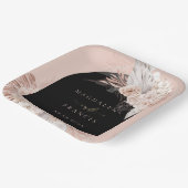 bohoフローラブラックアー結婚チ ペーパープレート (傾斜あり)