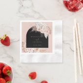 bohoフローラブラックアー結婚チ 縁ありカクテルナプキン (インサイチュ)