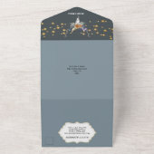 Bohoフローラブルーオレンジパープルストリングライトシック オールインワン招待状 (外側)