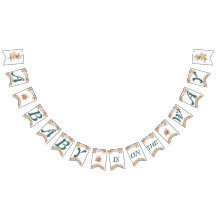 Bohoフローラブルーレターオンホワイトベビーシャワー