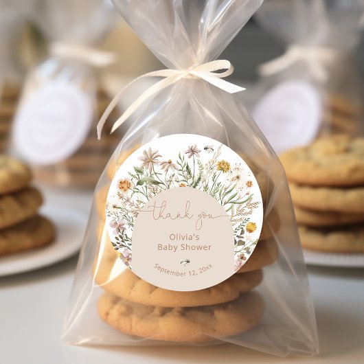 Bohoフローラベビーシャワーありがとう ラウンドシール