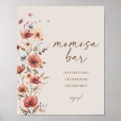 Bohoフローラベビーシャワー桃佐バー看板ポスター ポスター (正面)