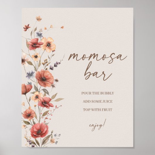 Bohoフローラベビーシャワー桃佐バー看板ポスター ポスター (正面)