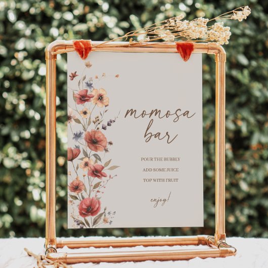 Bohoフローラベビーシャワー桃佐バー看板ポスター ポスター