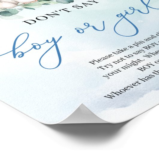 Bohoフローラベビーゾウ言わない男の子または女の子 ポスター (角)