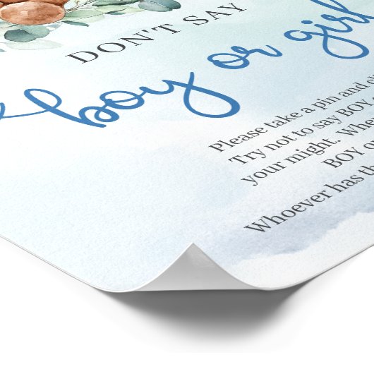 Bohoフローラベビーゾウ言わない男の子または女の子 ポスター (角)