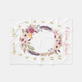 Bohoフローラベビーマイルストーン毎月ベビーブランケット フリースブランケット (正面(横))