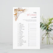 Bohoフローラベビーワードスクランブルベビーシャワーゲーム (スタンド正面)