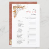 Bohoフローラベビーワードスクランブルベビーシャワーゲーム (正面/裏面)