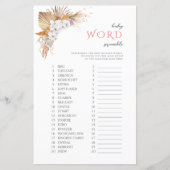 Bohoフローラベビーワードスクランブルベビーシャワーゲーム (正面)