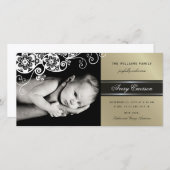 Bohoフローラペイズリーエレガント誕生発表 案内状 (正面/裏面)