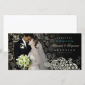 Bohoフローラペイズリー結婚の感謝フォトカード サンキューカード (正面/裏面)