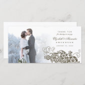 Bohoフローラペイズリー結婚の感謝フォトカード サンキューカード (正面/裏面)