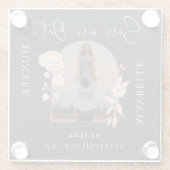 Bohoフローラモダンバラフォトアーチネイビーマグネット ガラスコースター (裏面)