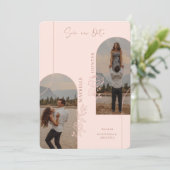 Bohoフローラモダンバラフォトアーチピンク&ブラウン セーブザデート (スタンド正面)