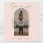 Bohoフローラモダンバラフォトアーチピンク ワインラベル (シングルラベル)