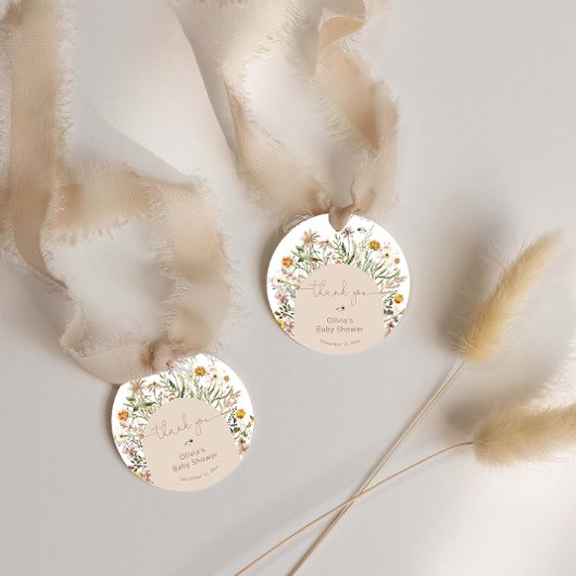 Bohoフローラモダン素朴赤ちゃんシャワーありがとう フェイバータグ