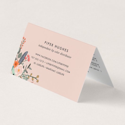 Bohoフローラリッププロダクトディストリビューターのヒントとトリック 名刺 (裏面)