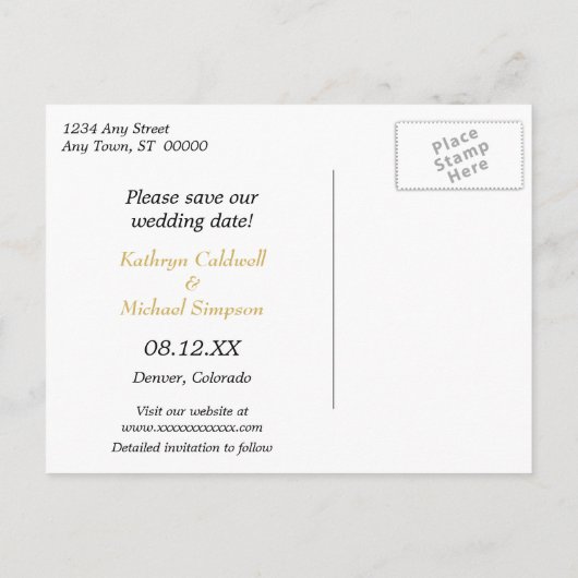 Bohoフローラリース結婚式の日付を保存 案内ポストカード (裏面)