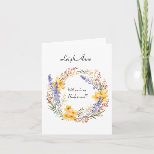 Bohoフローラリース結婚披露宴の提案 招待状 (正面)