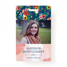 Bohoフローラルパターン&赤面ピンク水彩写真