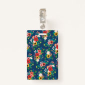 Bohoフローラルパターン&赤面ピンク水彩写真 バッジ (裏面クリップ)