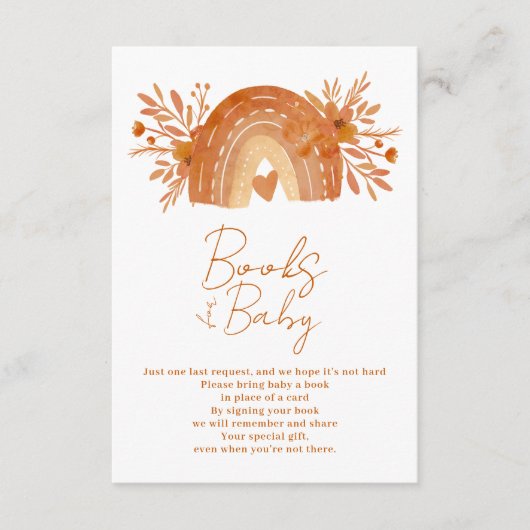 Bohoフローラレインボーオレンジが本を持ってくる エンクロージャーカード (正面)