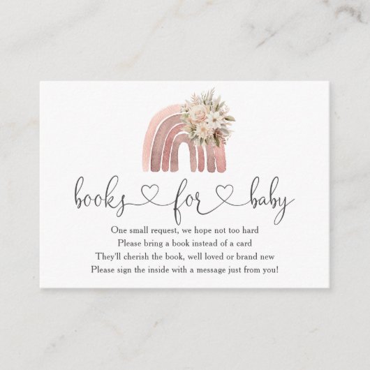 Bohoフローラレインボー赤ちゃんシャワーベビー本 エンクロージャーカード (正面)