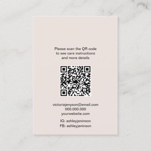 BohoフローラロゴジュエリーイヤリングネックレスQrコード 名刺 (裏面)