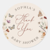 Bohoフローラワイルドフラワーベイビーシャワーありがとう ラウンドシール (正面)