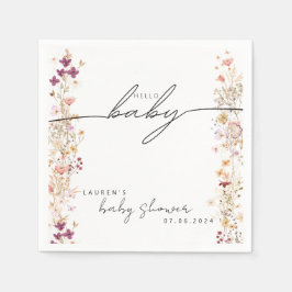 Bohoフローラワイルドフラワーベイビーシャワーテーブルデコル スタンダードカクテルナプキン