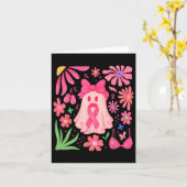 Bohoフローラ乳がん10月We衣服ピンク カード (黄色い花)