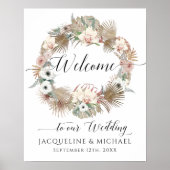 BOHOフローラ乾燥ヤシの葉ウェルカム結婚ズ ポスター (正面)